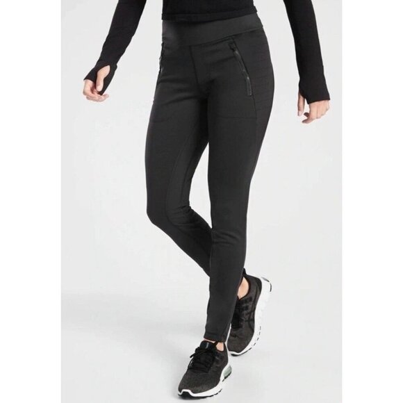 Athleta Pants - Athleta Peak Hybrid Fleece Tight Legging Black Athleisure Gym Activewear Size XL